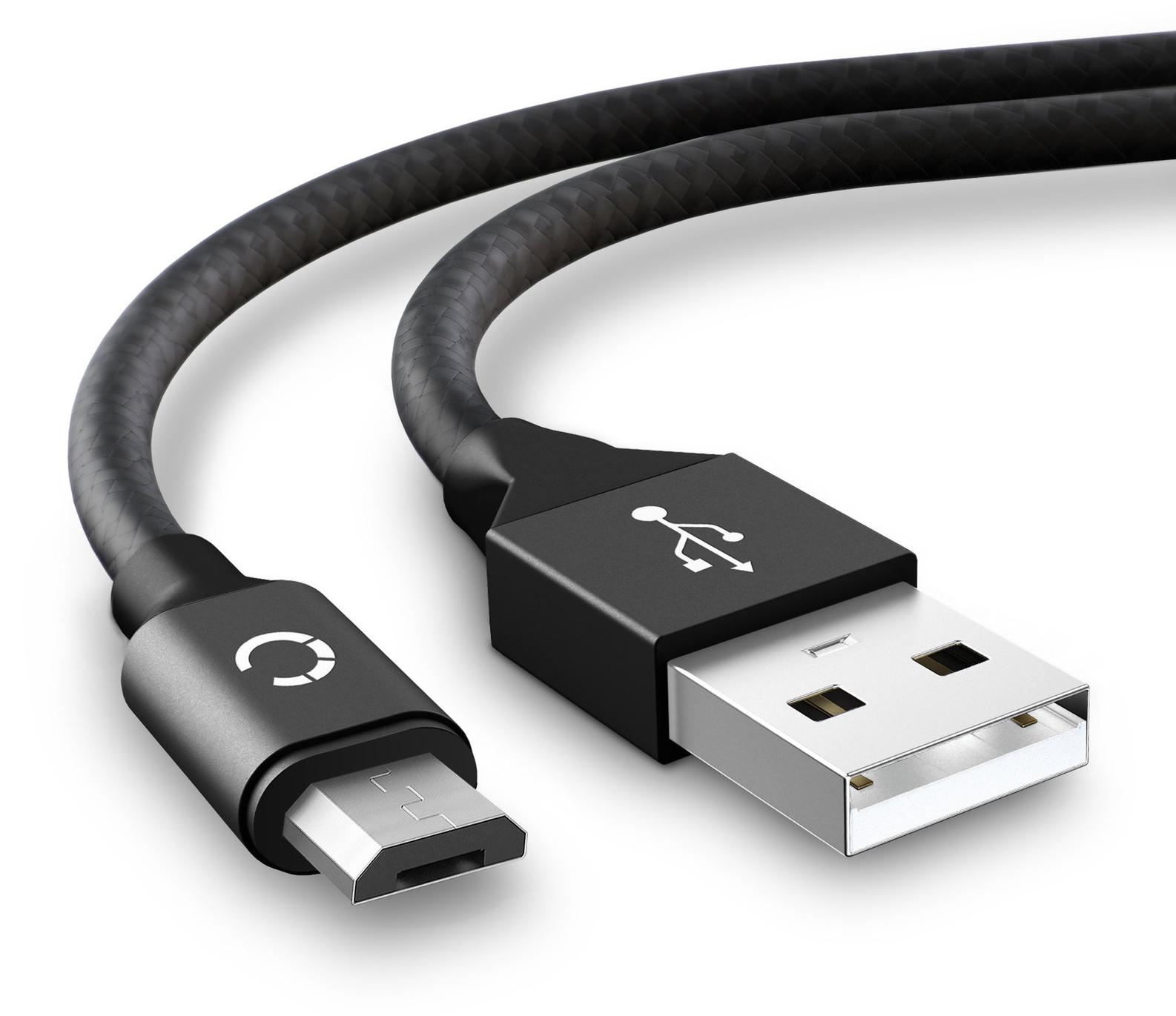 CELLONIC USB Kabel 2m kompatibel mit Google Nexus 4, 5, 6 / Nexus One / Nexus S / Galaxy Nexus Ladekabel Micro USB auf USB A 2.0 Datenkabel 2A schwarz Nylon 926937