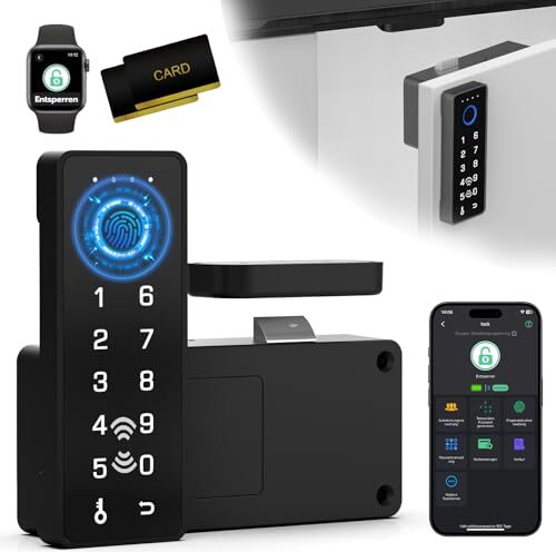 Eseesmart Schubladen Schloss mit Fingerabdruck, Smart RFID Fingerprint Möbelschloss Zahlencode APP, Tastatur Digitales Elektronisches Schlüsselloses