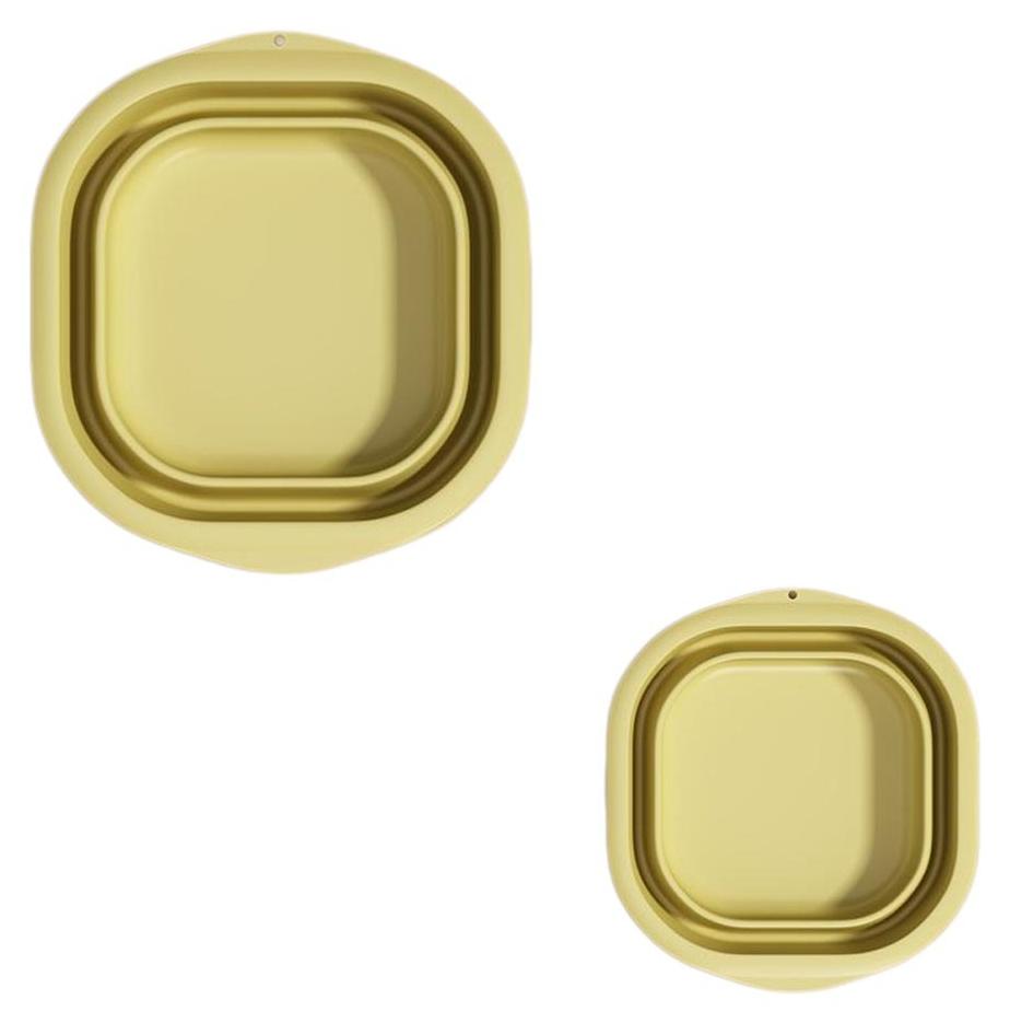 INF Faltbares Waschbecken 2er-Set PP+TPE für Reise, Wäsche und Fußbad Gelb 417786