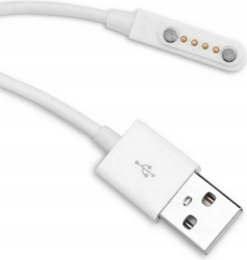 QIKtech USB NABÍJACÍ KÁBEL SMARTWATCH CHARGER GARETT KIDS XD 4PIN MAGNET (biely)