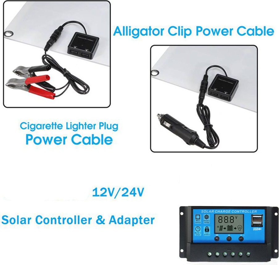 18V 25W monokryštalická solárna panelová súprava Dual USB nabíjačka mobilných telefónov Vonkajšie kempingové vodotesné s 12/24V 60A PWM solárnym regulátorom pre RV Marine