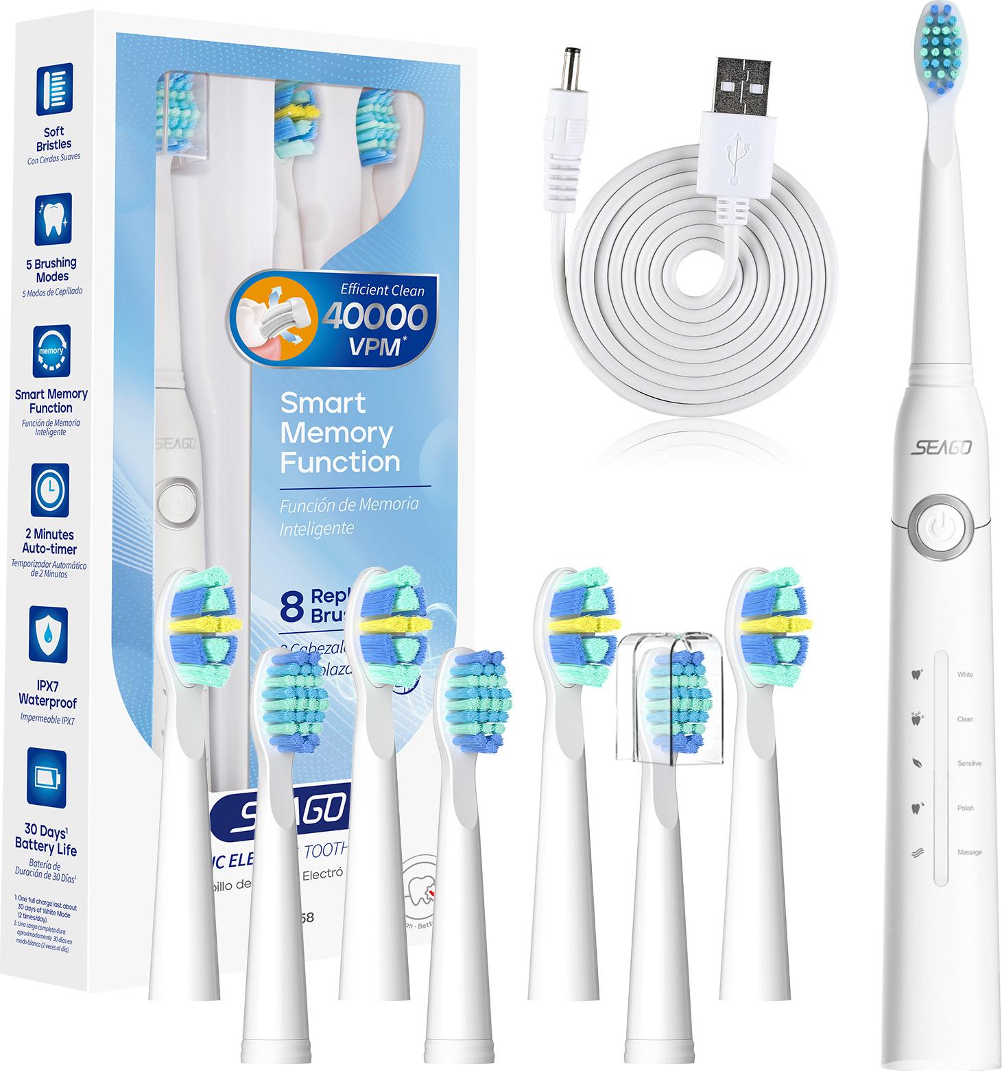 MODFU Elektrische Zahnbürsten weich, 40000 VPM Schallzahnbürste weich, Elektrische Zahnbürste Erwachsene, Schallzahnbürste mit Wechselköpfen, Weiß