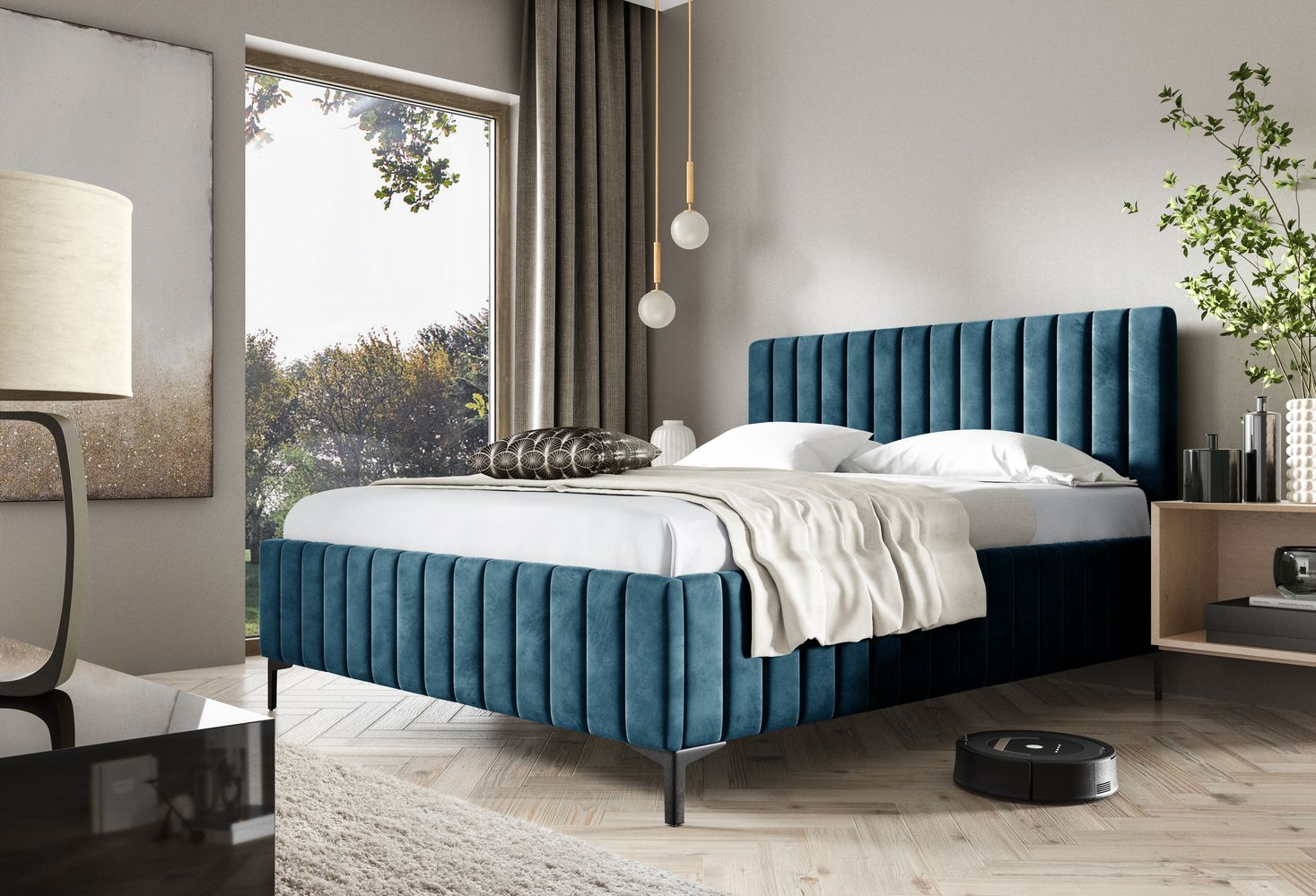 Manželská posteľ 160x200 EGONA - modrá