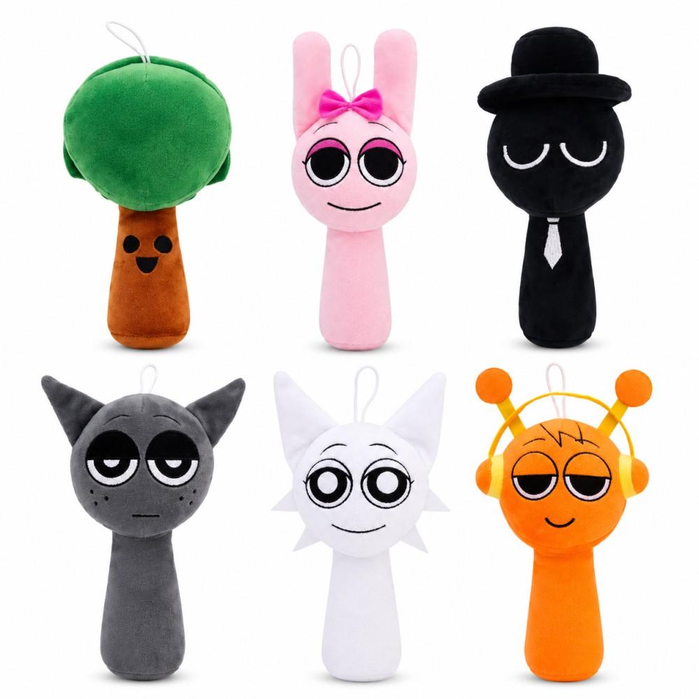 wiztex Sprunkii Kuscheltier - 20 cm Spunki Horror Spiel Plüschtier Schwarz-Weiß Set 6 Sprunke (6er-Pack)