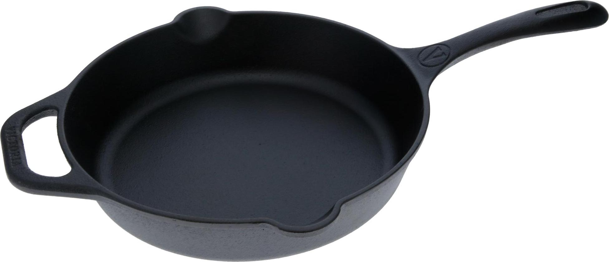 Victoria 36706 Gusseisenpfanne Induction 30cm für Feuer, Grill Cast Iron Skillet ohne PTFE Schwarz