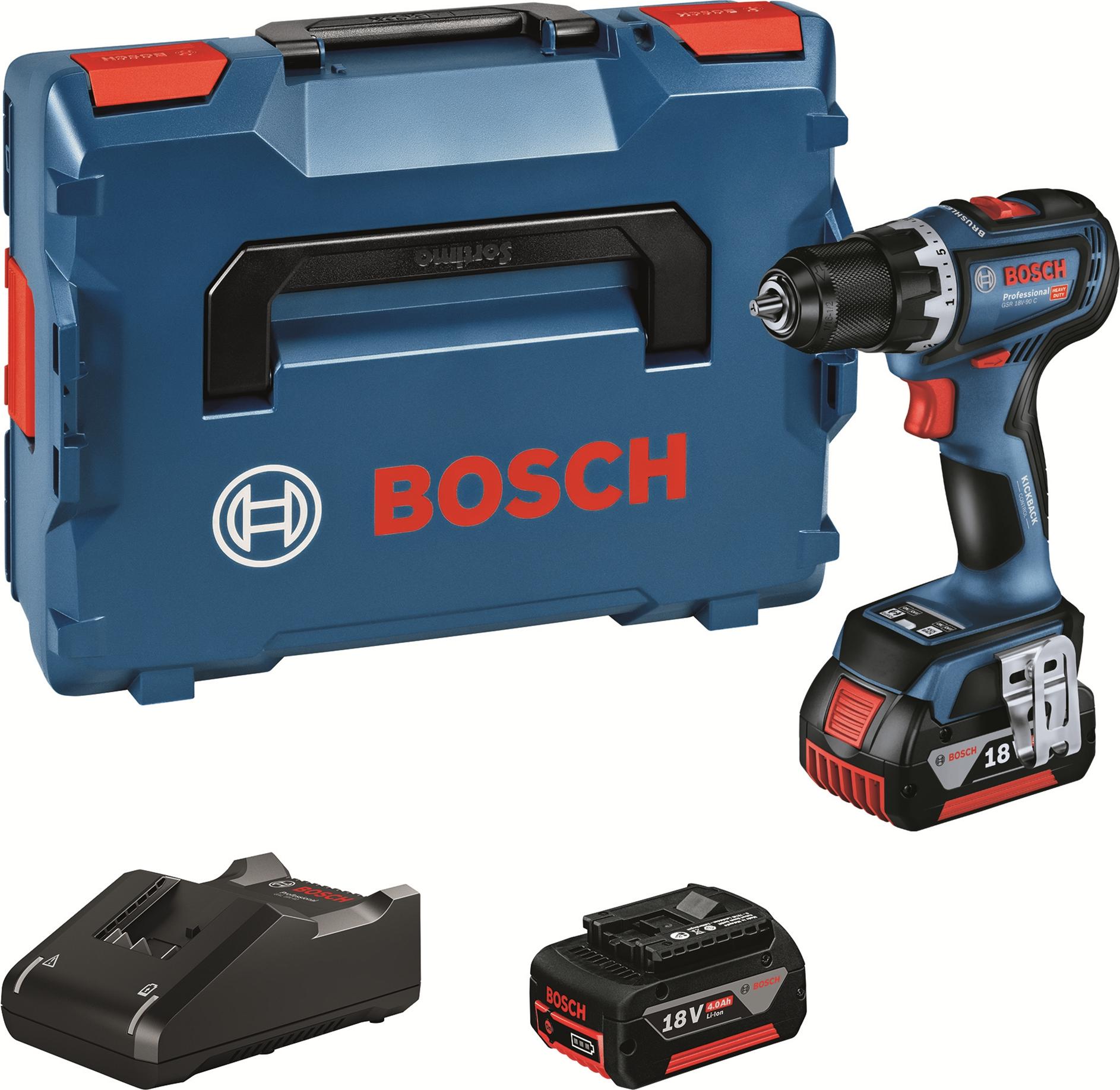 Bosch GSR 18V-90 C Professional - Vŕtačka/skrutkovač - akumulátorový - 2 rýchlosti - vŕtacie skľučovadlo 13 mm - 64 N-m - 2 batérie, nabíjačka v balení - 18 V (06019K6003)