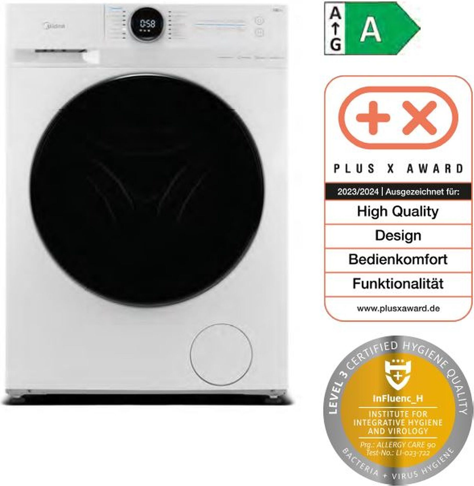 Midea - MF200W80WB-14AS - Waschmaschine - 8 kg - Weiß