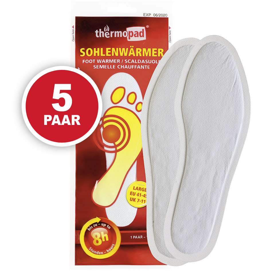 ThermoPad Sohlenwärmer / Fußwärmer Pads - 5 Paar - Gr. L 41-45