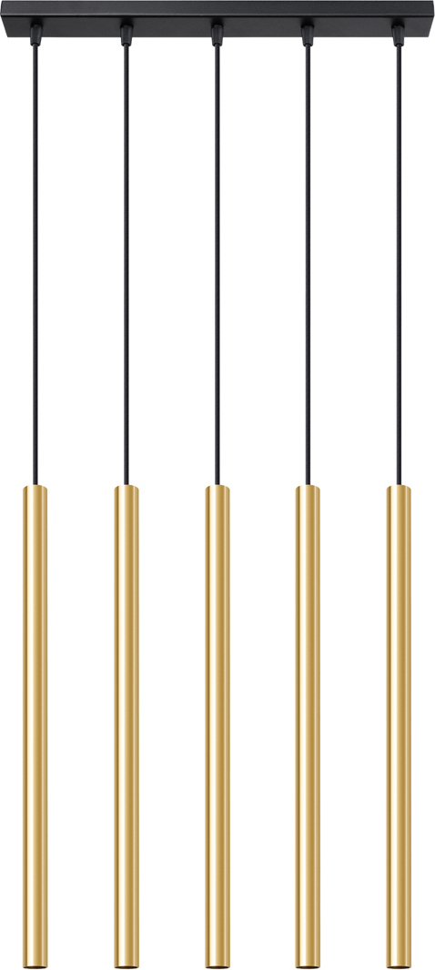 Pendelleuchten PASTELO 5L glanzgold 5xG9 8W Stahl 90x5x45cm Sollux Lighting