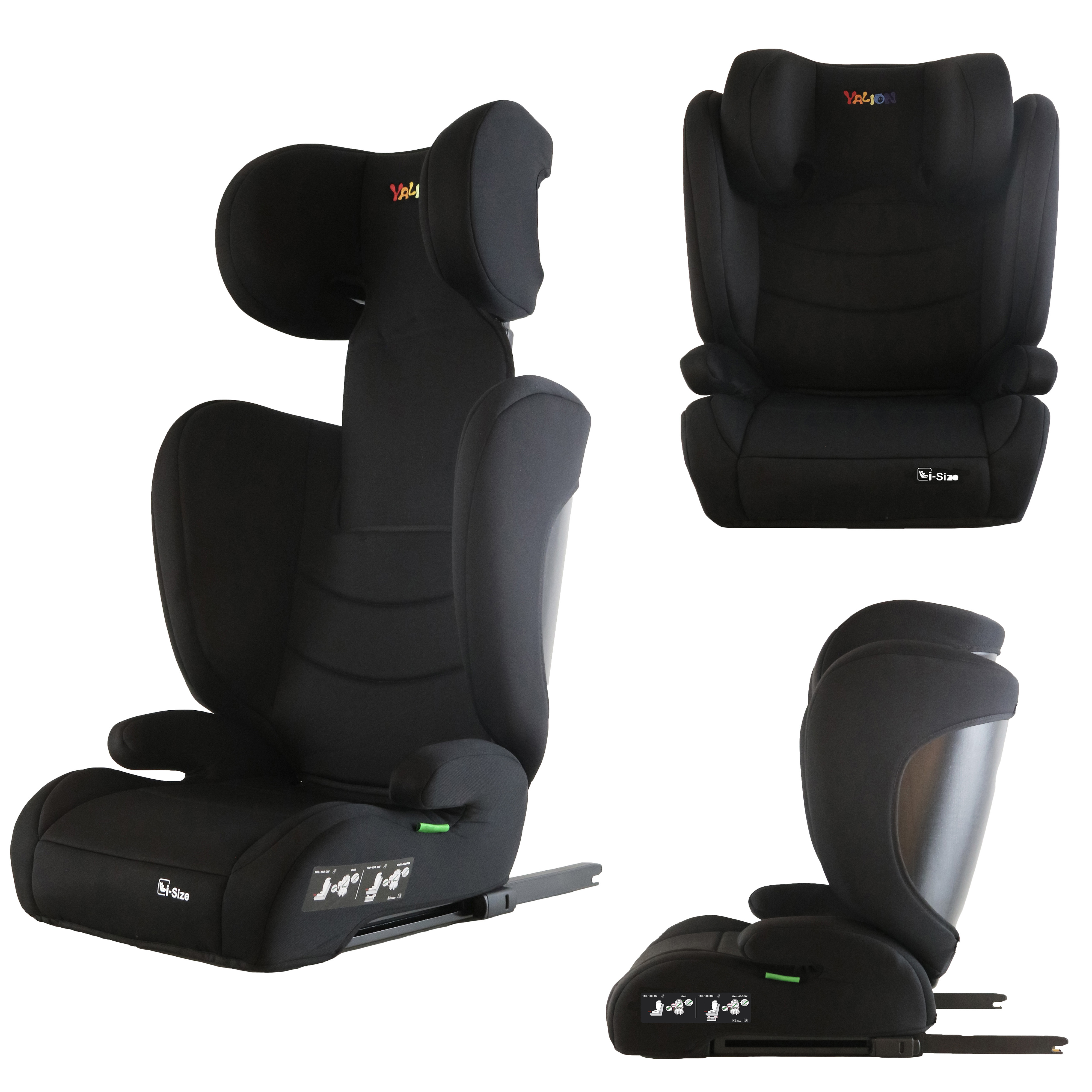 YALION detský podsedák do auta, i-Size podsedák 100-150cm, nastaviteľná opierka hlavy, od cca 3-10 rokov,ECE R129