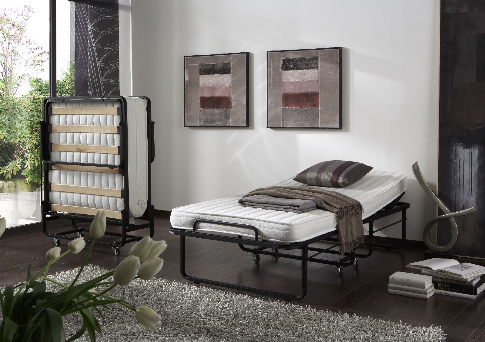 Fun-Möbel Raumsparbett Gästebett - Sleepers 2 - Komplettset Schwarz 90 x 200 cm
