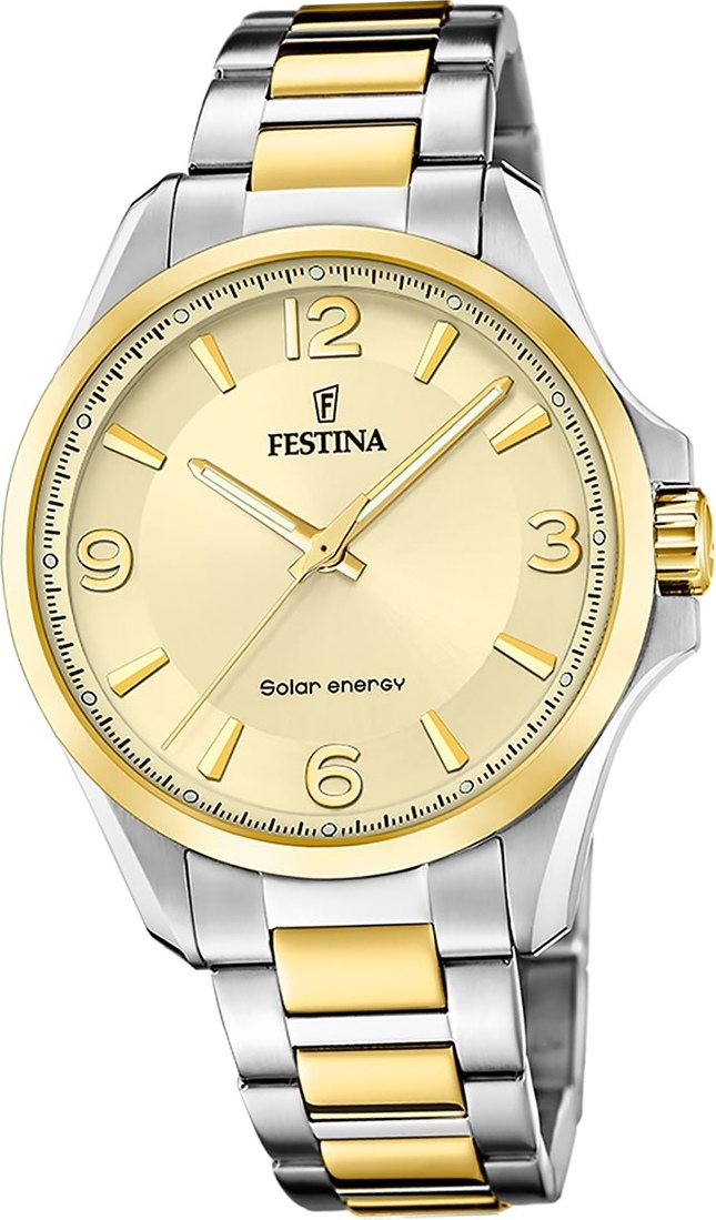 Festina pánske hodinky z ušľachtilej ocele strieborné zlato Festina Solar Energy solárne hodinky D2UF20657/2