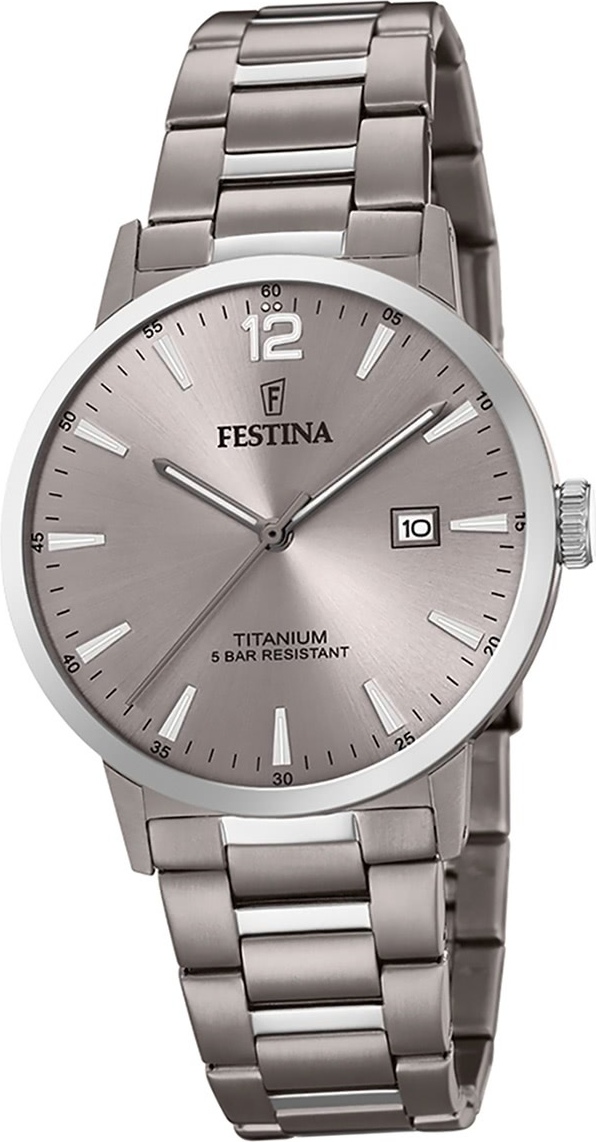 Festina Titánové pánske hodinky F20435/2 analógové hodinky s remienkom Silver Classic D2UF20435/2
