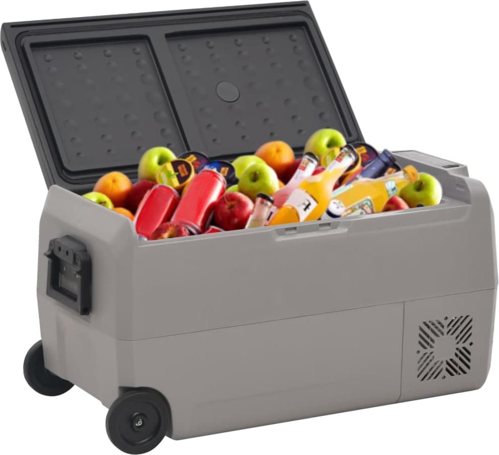 vidaXL Kühlbox mit Rollen und Griff Schwarz & Grau 50 L PP & PE