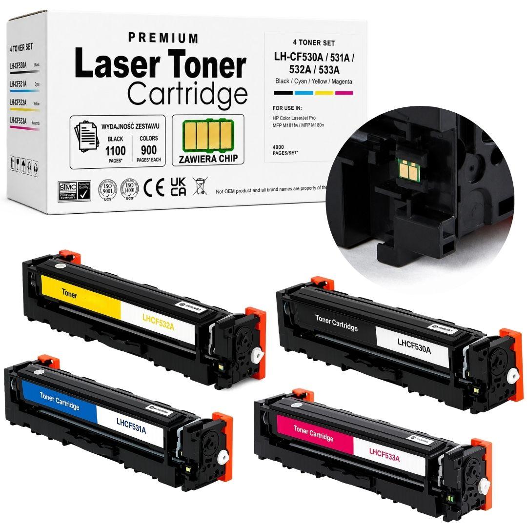 RE-DRUK 4x Ersatztoner für HP 205A mit Chip CF530 CMYK m154 m180 m181fw