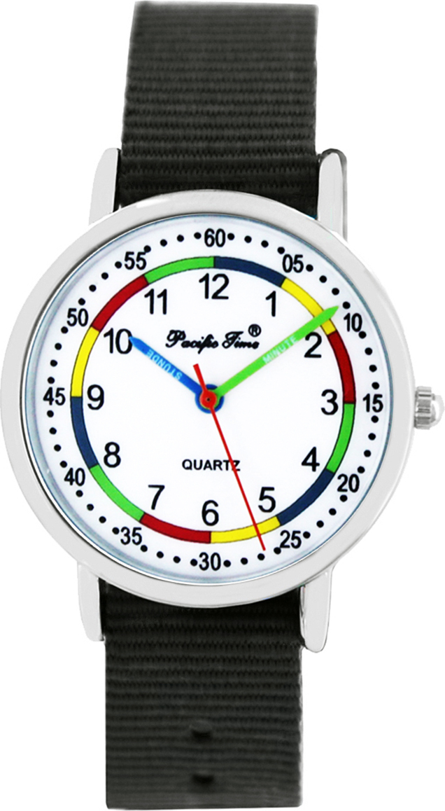 Pacific Time Armbanduhr Jungen Lernuhr Kinder Uhr wasserdicht Einschulung Schultüte schwarz 10807