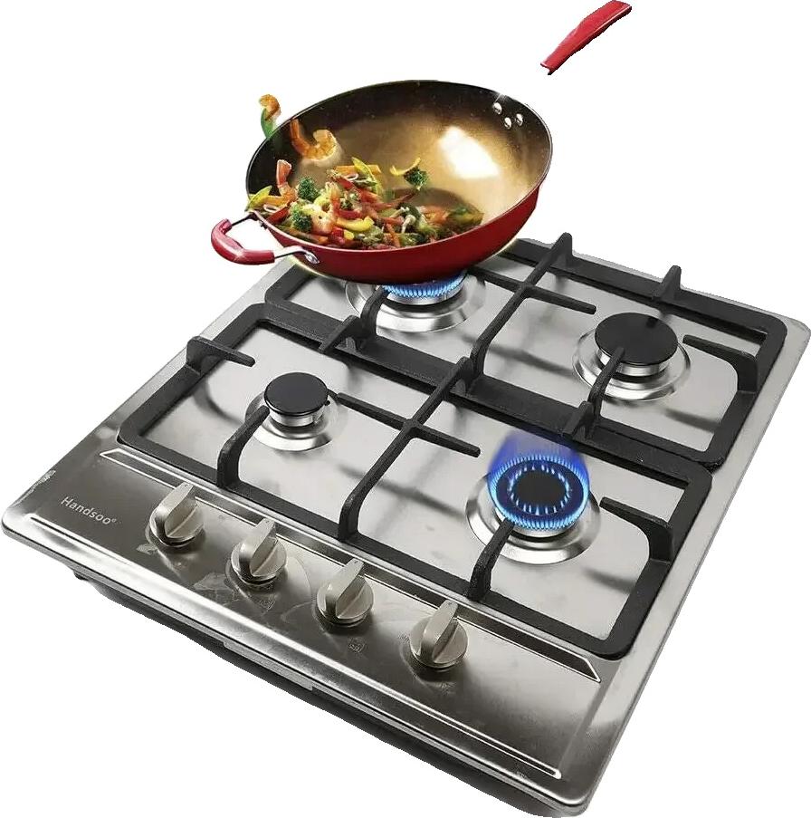 Plynová varná doska, 59x51 cm, 4 horáky, 3kW rýchly horák, 1,75kW polorýchly horák, automatická ochrana plameňa