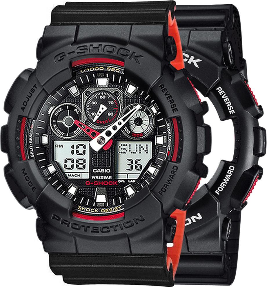 Zegarek Casio G-Shock SET GA-100-1A4ER + BEZEL 10358741 + PASEK 10577142 20BAR