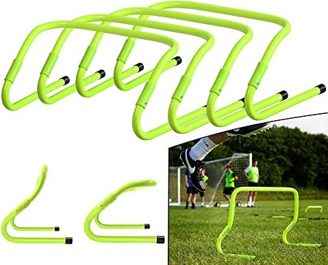 TRMLBE Training Hürden Speed/Agility Fußball Hürden Höhenverstellbar Fussball Trainingszubehör - Multi-Sport Trainingshilfe Beweglichkeits - und Koordinationstraining, Grün (6er Set)