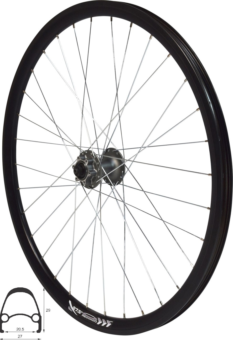 Redondo 27,5 inch achterwiel velg QR zwart Disc Redondo 27,5 inch achterwiel velg QR zwart Disc