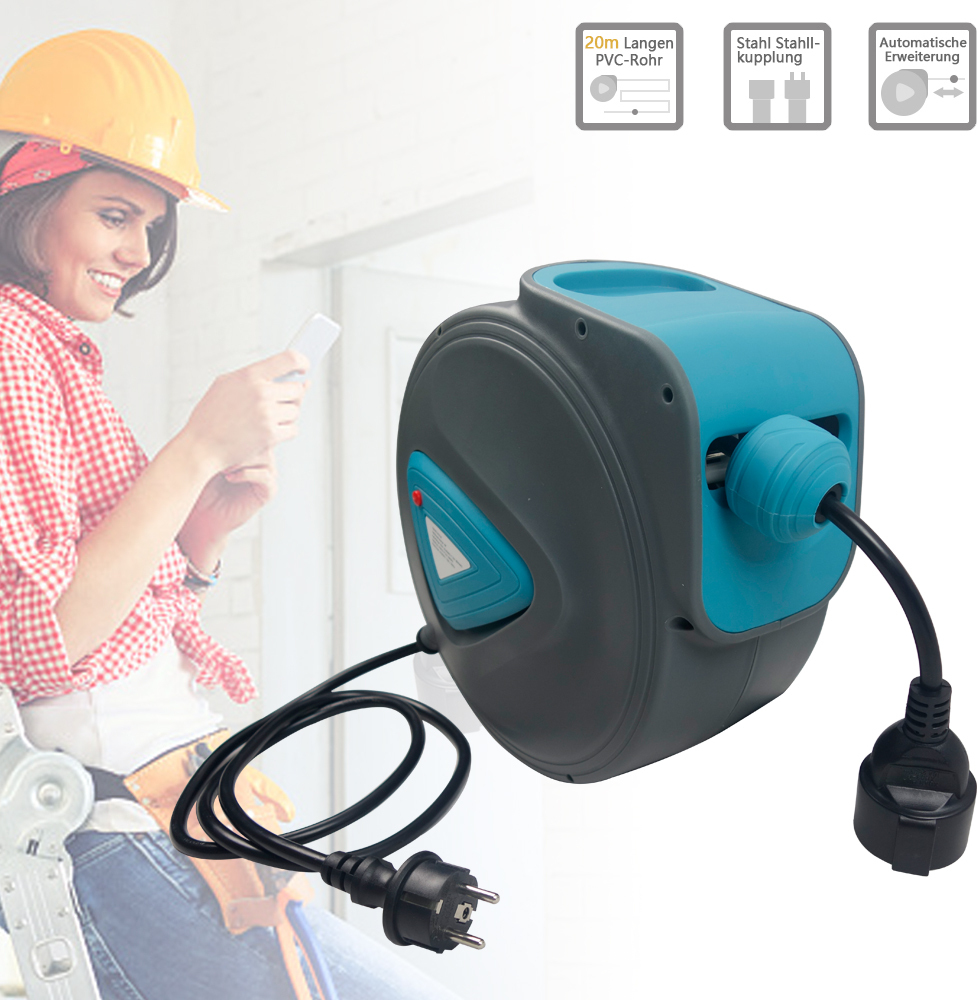 NAIZY Automatik Kabeltrommel, 20m Automatischer Kabelaufroller Automatic Cable Winder Kabelführungssysteme