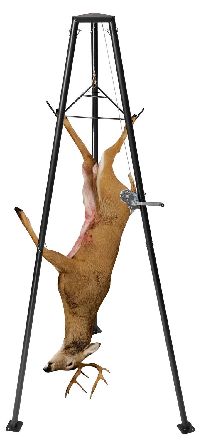 OEM VEVOR Stativ-Hirschheber, 227 kg Tragfähigkeit, Jagdspielheber-Winde mit Gambrel & Handwinde, Zubehör zum Reinigen, Häuten und Bewegen von Jagdspiel, Schwarz 5066