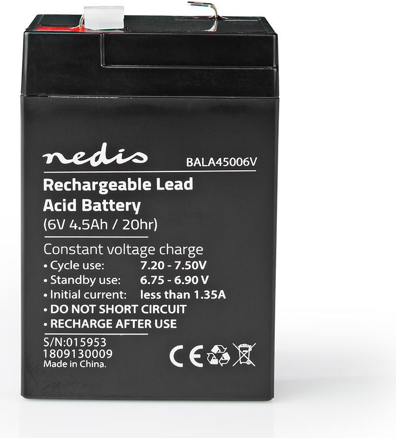 Nedis Wiederaufladbare Blei-Säure-Batterie - Lead-Acid - Wiederaufladbar - 6 V - 4500 mAh BALA45006V