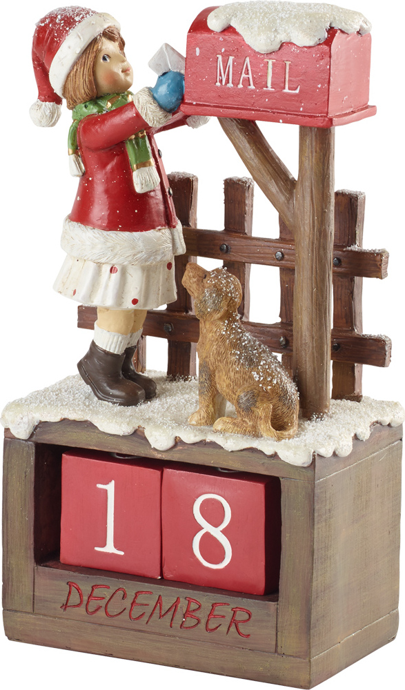 Villeroy & Boch Winter Collage Accessoires adventný kalendár dievčatko pri schránke 22,5 cm 35-9391-0067