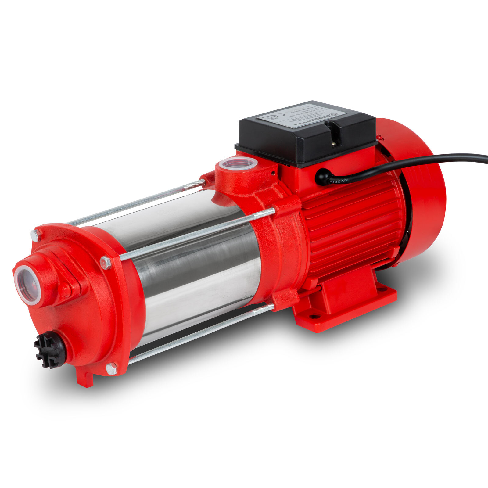 Viacstupňové záhradné čerpadlo EBERTH výtlak 2400 l/h, výtlačný tlak 4 bary, výkon 370 W, samonasávacie odstredivé čerpadlo z nehrdzavejúcej ocele, sacia výška 8 m