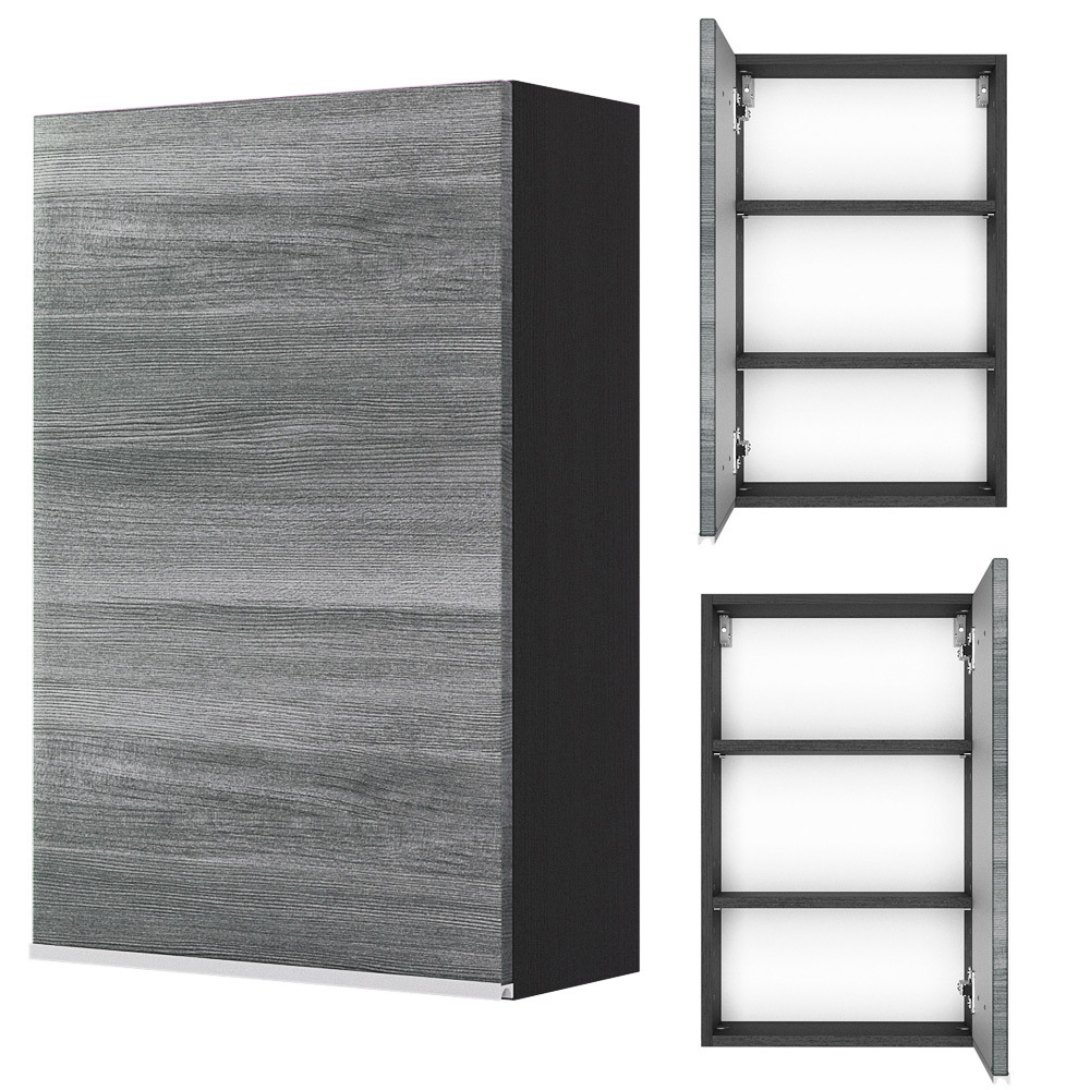 Lomadox Hängeschrank 40cm in Eiche rauchsilber APIA-03 mit 1 gedämpften Tür, B/H/T ca. 40/64/20 cm 566.3186