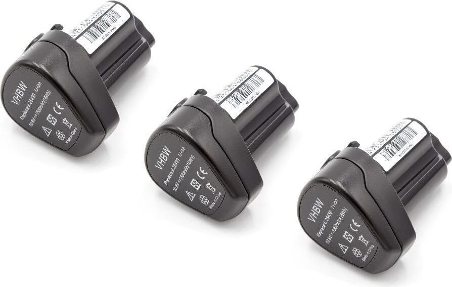 vhbw 3x Akku kompatibel mit Metabo PowerMaxx 12 Basic, PowerMaxx BS, PowerMaxx 12 Pro, PowerMaxx ASE Werkzeug (1500 mAh, Li-Ion, 10,8 V) 120695291-3