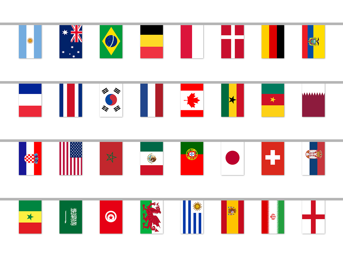 Flaggenkette International Girlande Banner,10M 32 Länderflaggen
