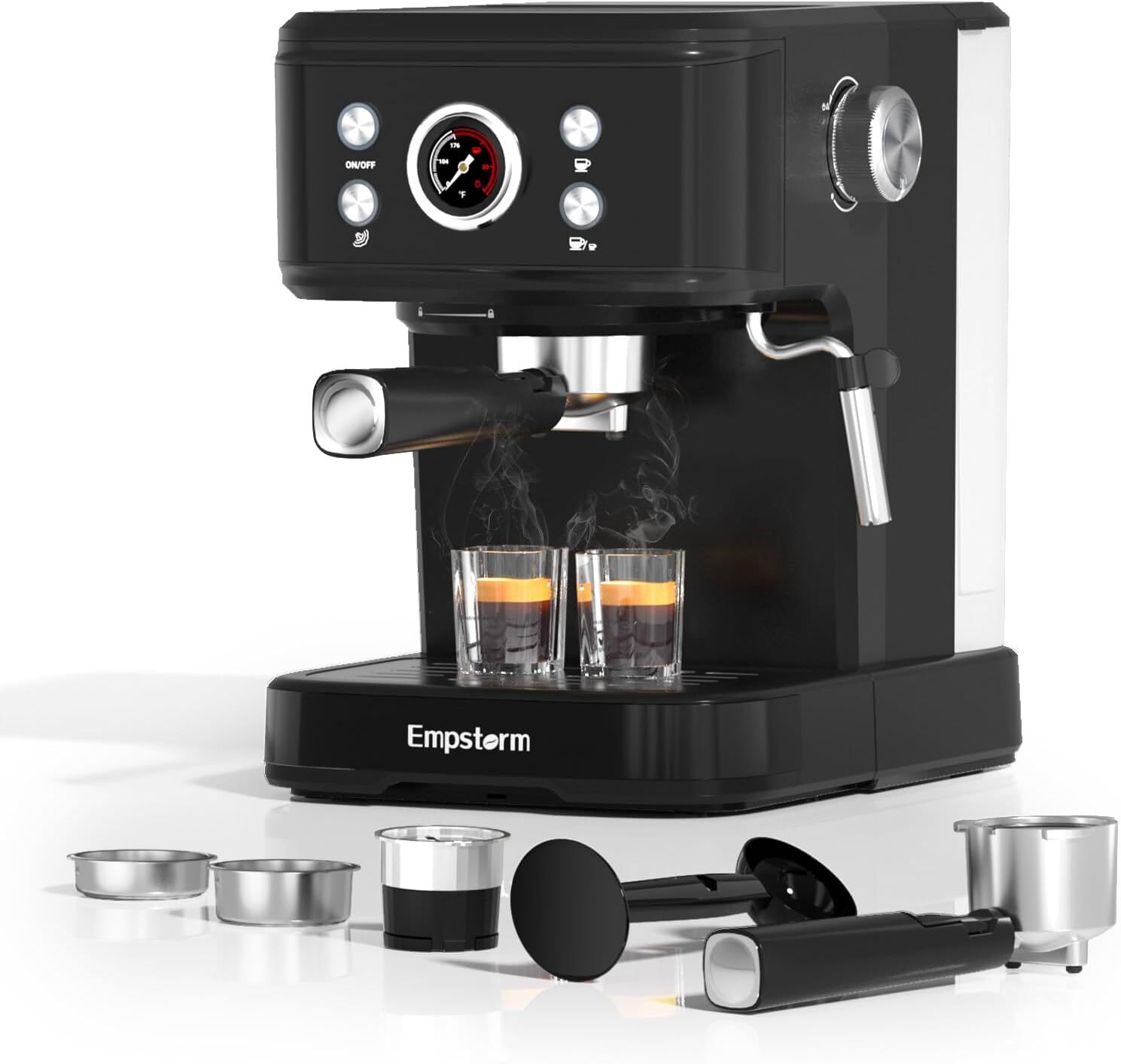 Kávovar s portafilterom, kávovar s napeňovačom mlieka, 20 barový kávovar, kávovar na expresso 2 v 1 Kávovar s portafilterom na mletú kávu