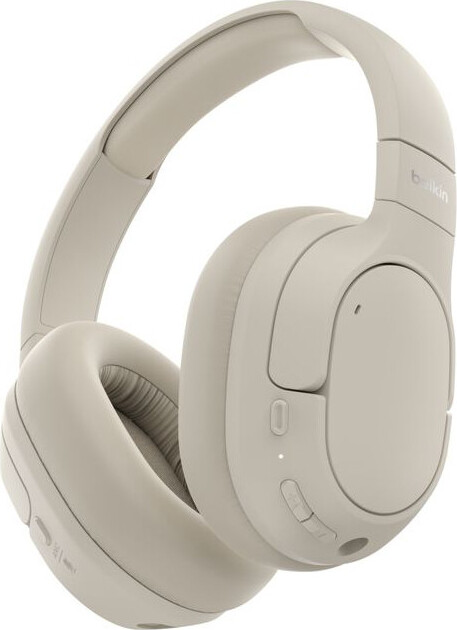 Belkin SoundForm Isolate Noise Cancelling Kopfhörer kabellos Bluetooth Kopfhörer, Headset mit Mikrofon, Over-Ear-Kopfhörer mit 60 Stunden Wiedergabe, tiefer Bass, CloudCushion Hörmuscheln – Sandfarben AUD008HQSA