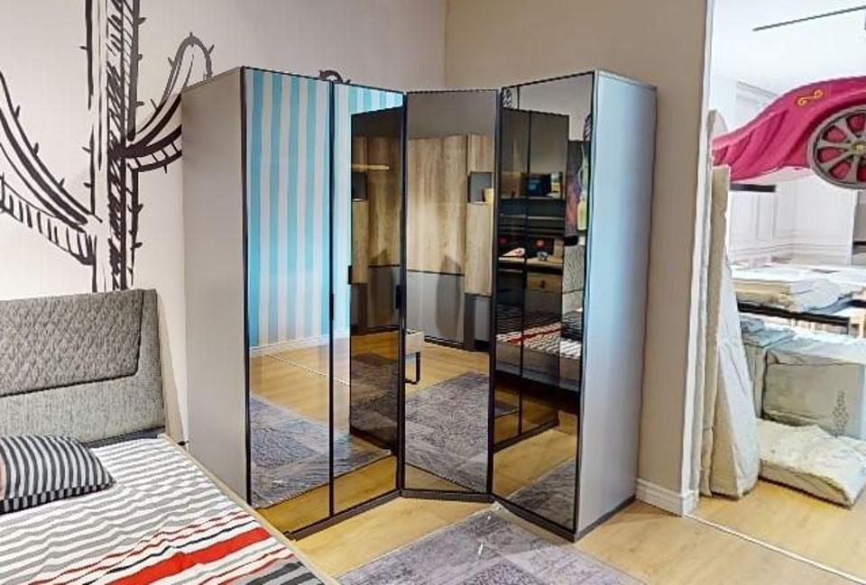AEA Grauer Eckschrank Designer Kleiderschrank Kinderzimmer Luxus Holz Möbel JVM4067282574717