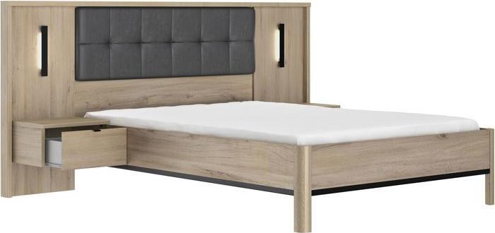 Bett, 140 x 190 cm, Chêne Krönberg Clair, Mit Integrierten Nachttischen, GAMI MAXIMIN MAXIMIN1H2X103