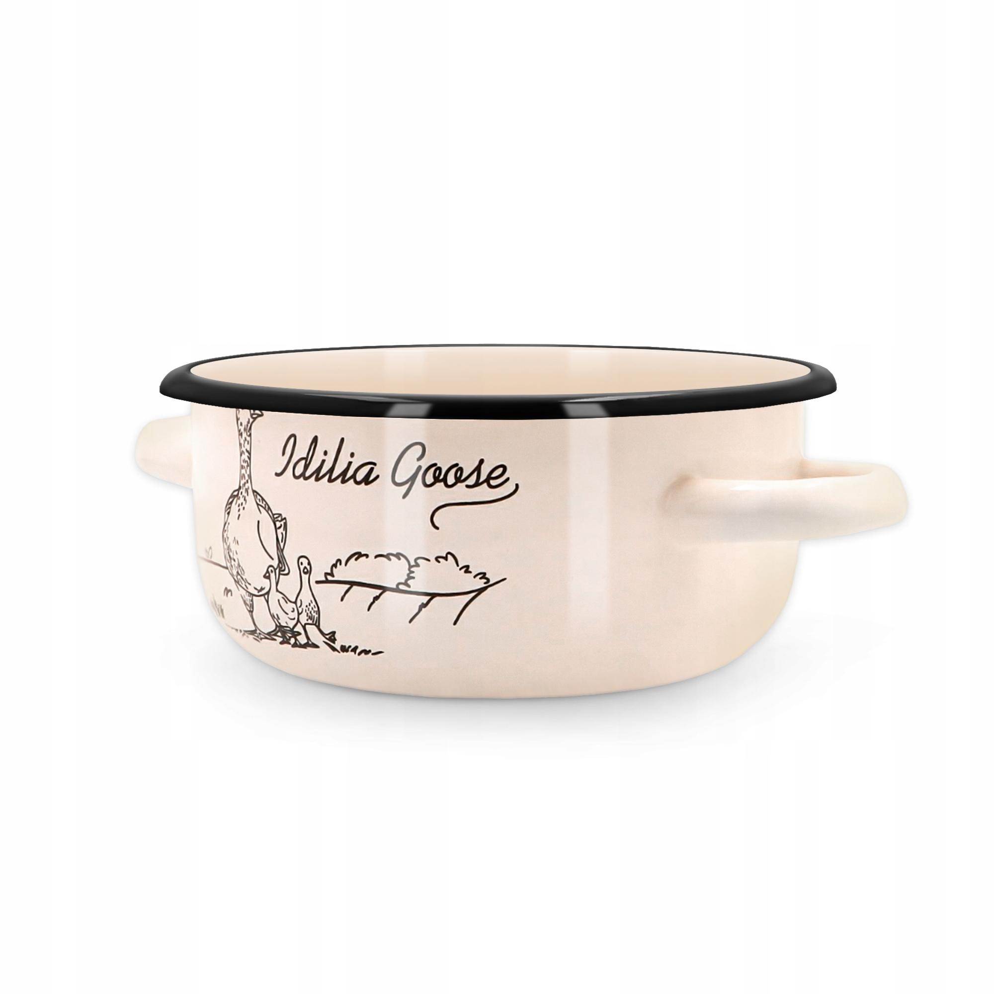 Kuketo | Emaille Kochtopf 1,5 L Mit Griffen – Induktion & Alle Herdarten – Creme Topf Mit Gans Motiv Robust, Hygienisch, Hitzebeständig & Stilvoll 639464