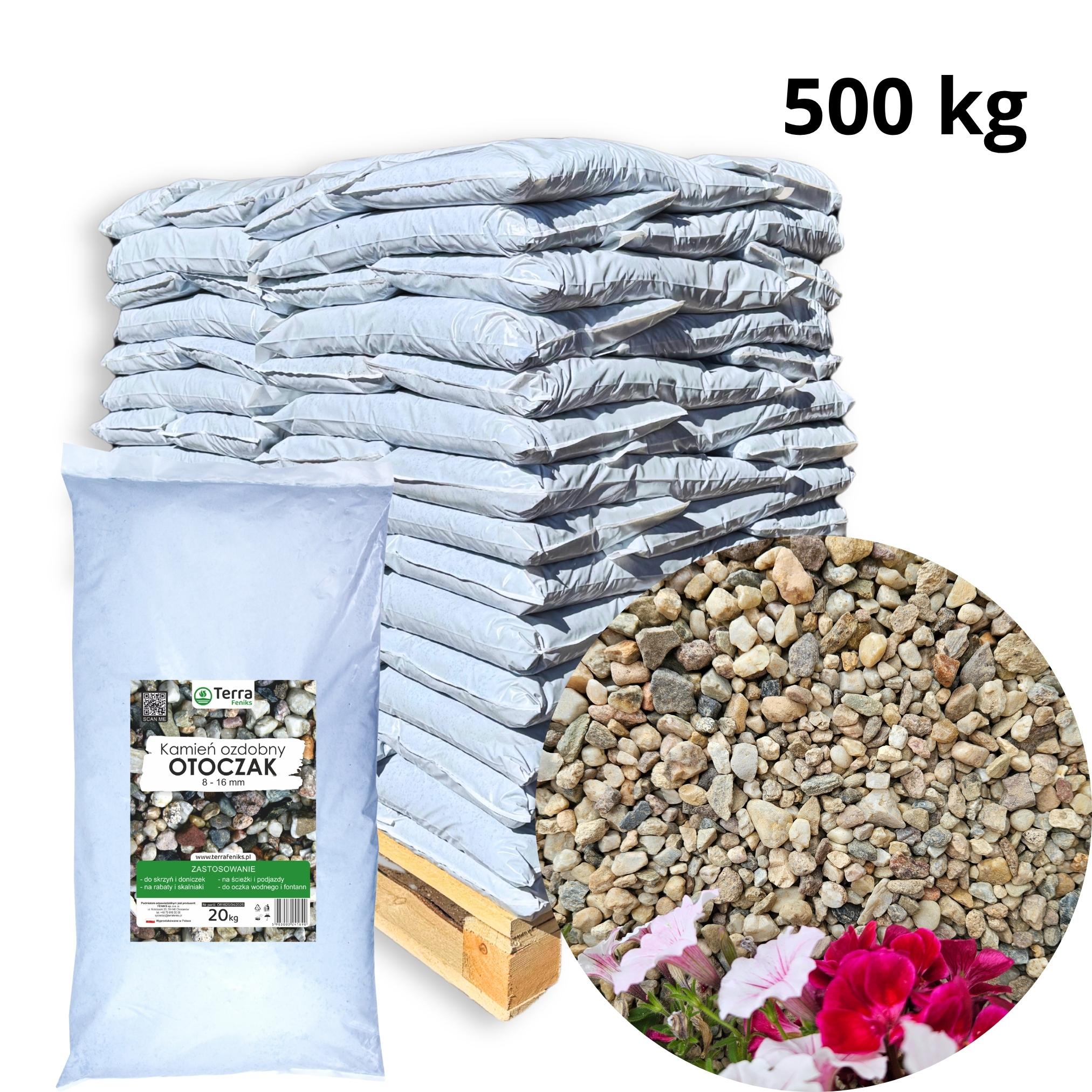 Feniks_eko Flusskiesel 8–16 mm gewaschen – 500 kg (25 x 20 kg) Dekorationsstein für Garten & Terrasse Feniks
