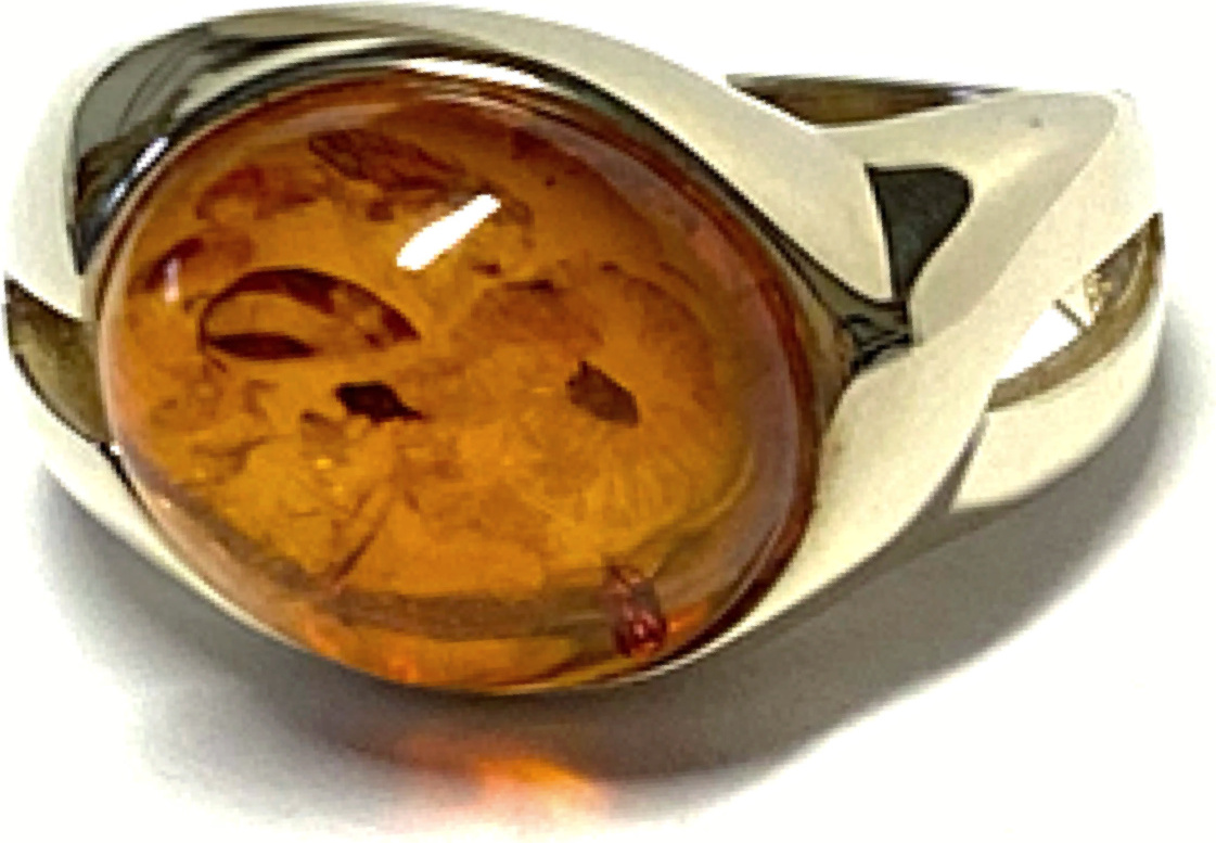 Edelschmiede925 Ring 333/- Gelbgold Bernstein Cabochon oval poliert #54 Edelschmiede925-37405
