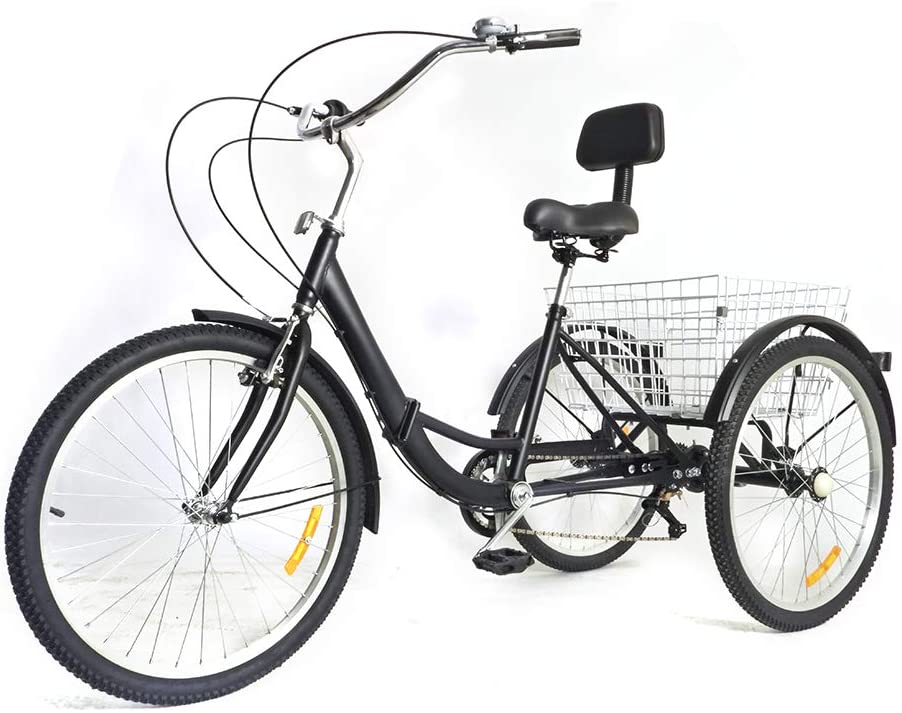Erwachsene Dreirad  24"  3Rad Senioren Einkaufen 6 Gänge Fahrrad mit Korb Bequem 