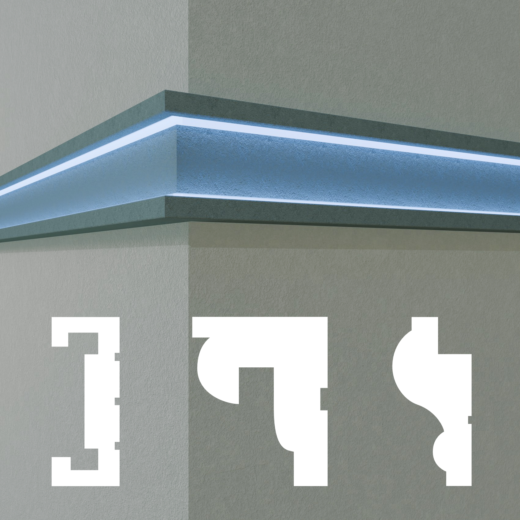 HEXIM LED Fassadenprofil aus EPS - Indirekte Beleuchtung mit Fassaden Stuckleisten Stuckprofile Fassadenverkleidung außenbereich - (DLED-10, 60 x 150 mm, 2 Meter / 1 Profil) 93413