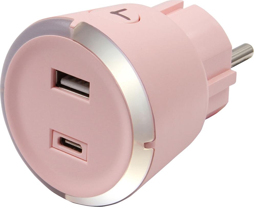 CAPIDI Sicherheitstimer USB A+C 1-4 Stunden 3,4A Pink 370162