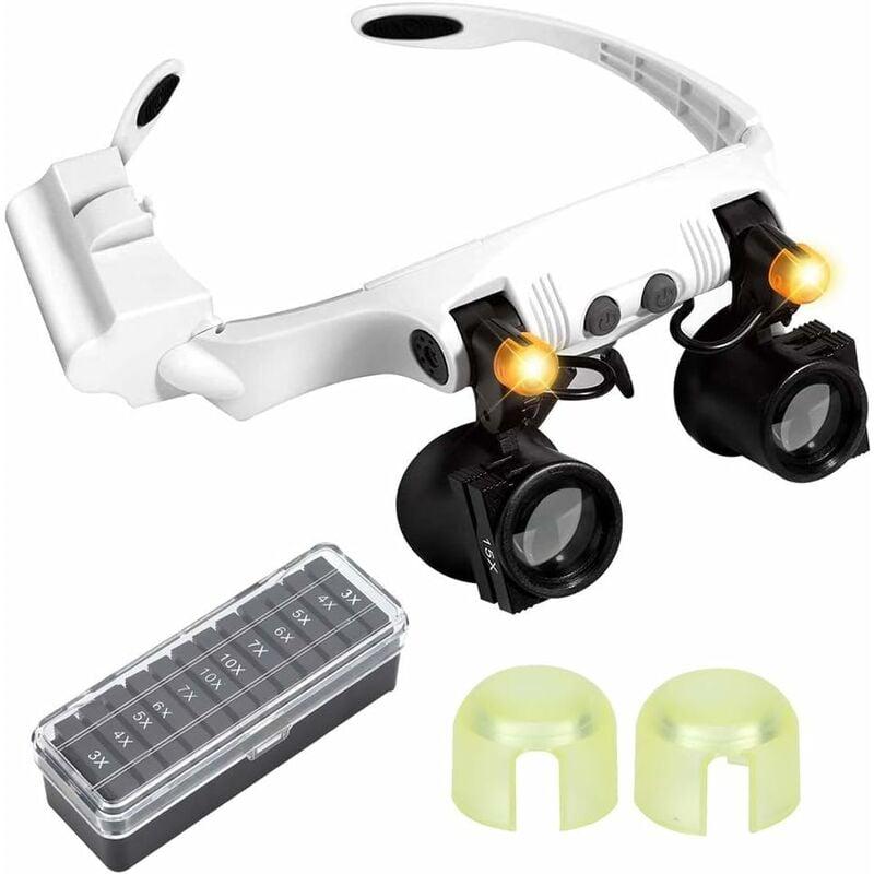 Fokelyi Stirnbandlupe mit LED-Licht, Multifunktions-LED-Kopfhalter mit 21 Kombinationslupen mit austauschbarer Linse HIASDFLS KAU-ED-LYS-PH-20260312-18