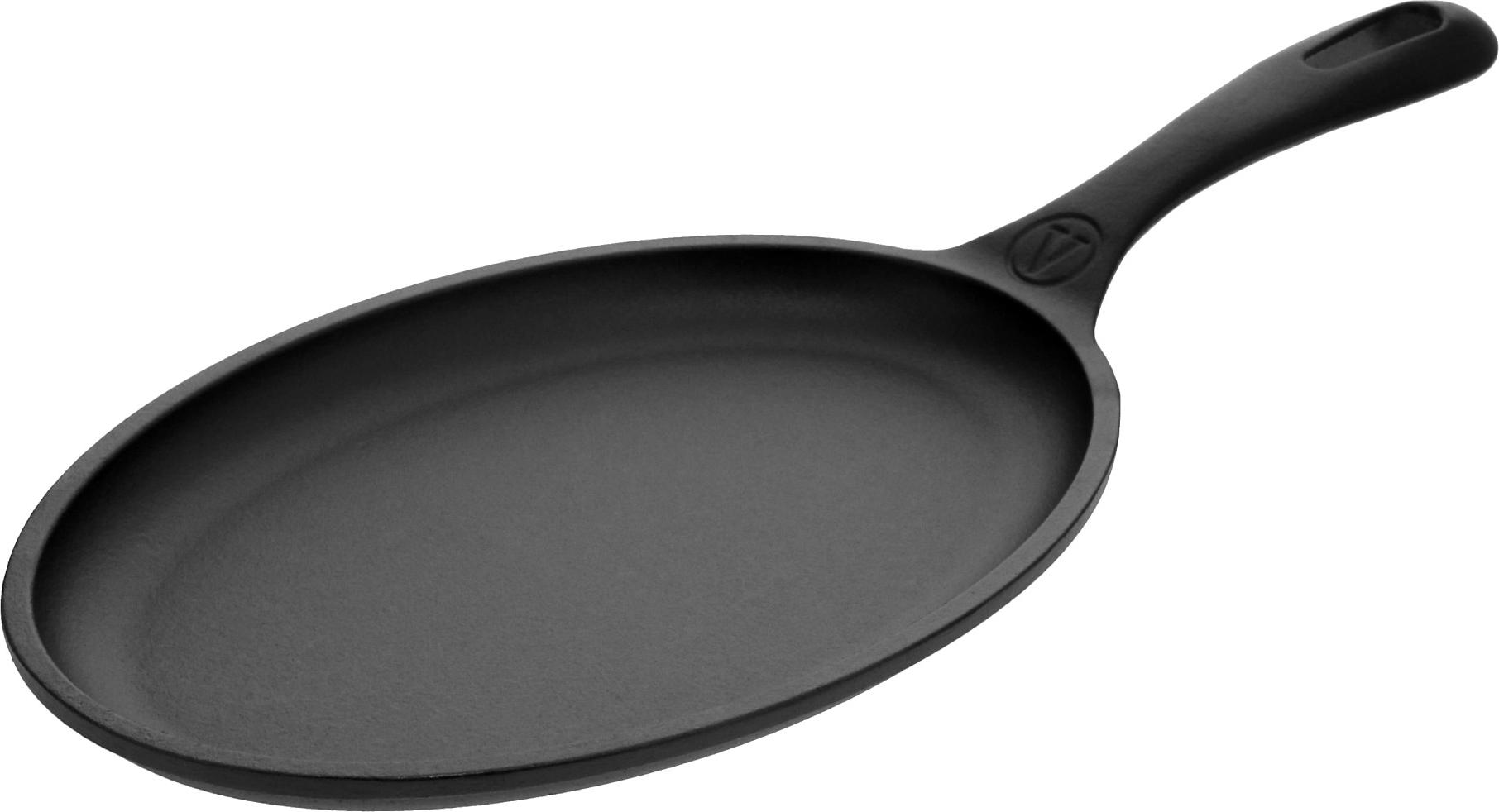 Victoria 32036 Emaillierte Gusseisen Fajita Pfanne Induction 25cm, Cast Iron Skillet ohne PTFE Schwarz
