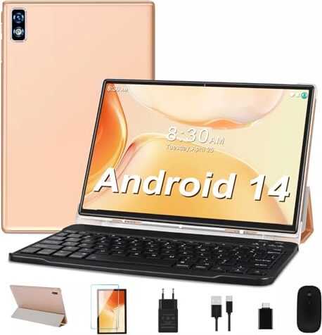 2025 Tablet 10" Android 14 tablet, 22 GB RAM + 128 GB ROS/1 TB TF, Octa-Core, 2,0 GHz, 5G 2,4 g WiFi, BT 5.0, 8000mAh, Widevine L1.8 + 5MP, AGPS