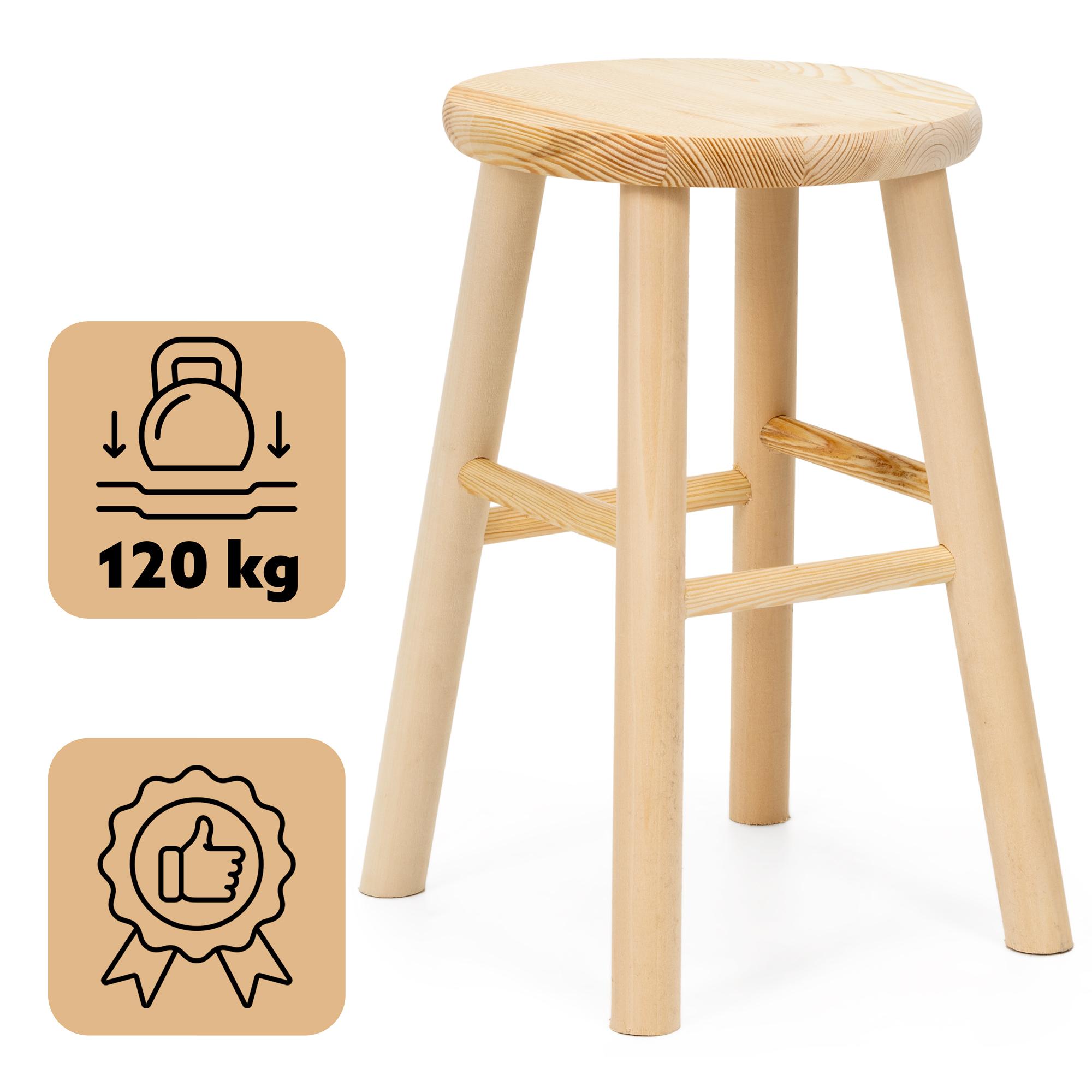 SPRINGOS Holzschemel Hocker Küchenhocker Tritthocker Kiefer natur kompakt stabil WF0003