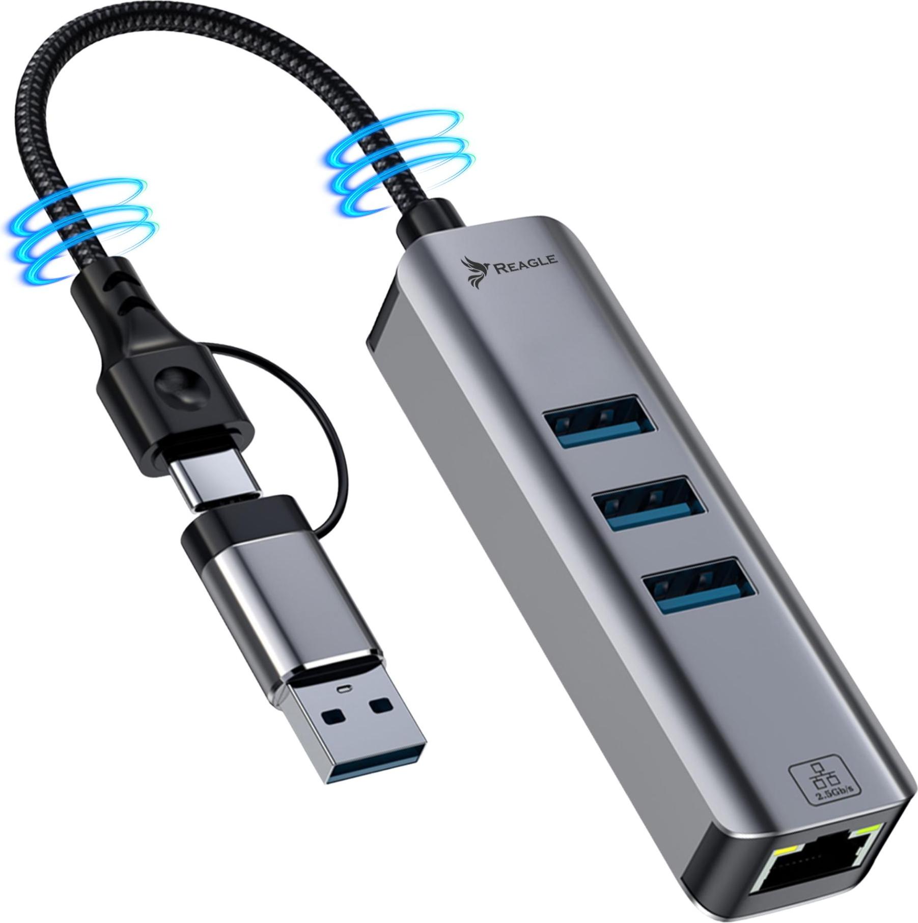 Usb Hub Connector + Usb-C Ethernet Adaptér Lan Card Rj45 2,5Gb
