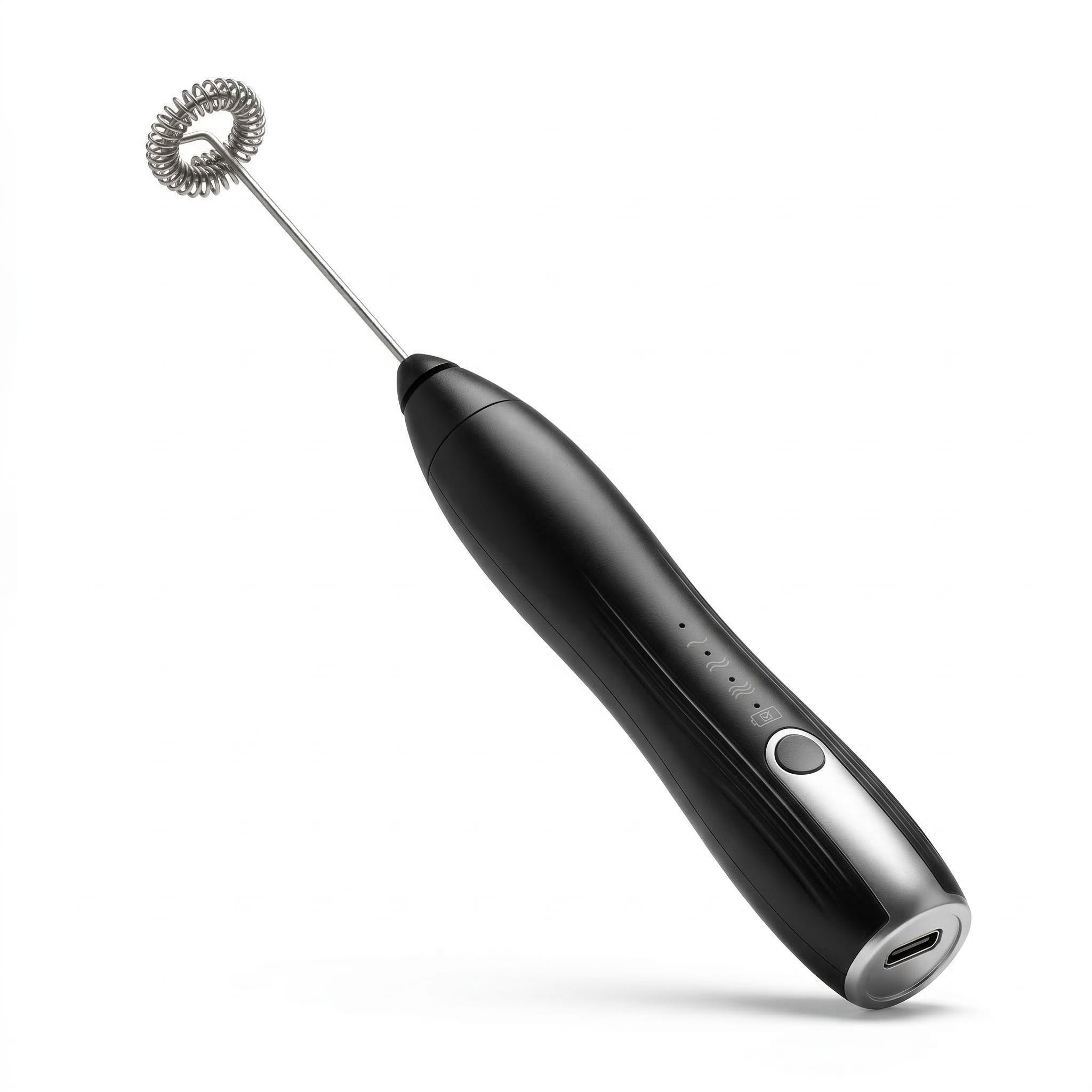 Milchaufschäumer Stab Hand-Milchaufschäumer Mit Stab – Leistungsstarker 3-Gang-Motor, USB-Aufladung, Edelstahl 304, Für Kaffee, Milch, Eier & Babynahrung, Schwarz