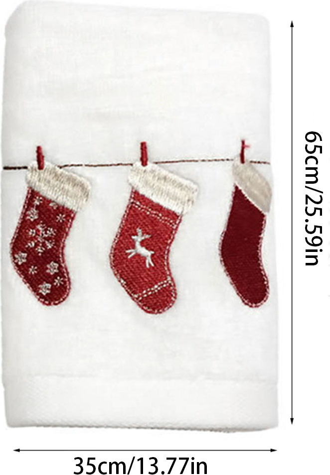 3PCS Vianočné uteráky na ruky Čistá bavlna Kúpeľňa Vianočné kuchynské uteráky Uteráky na umývanie