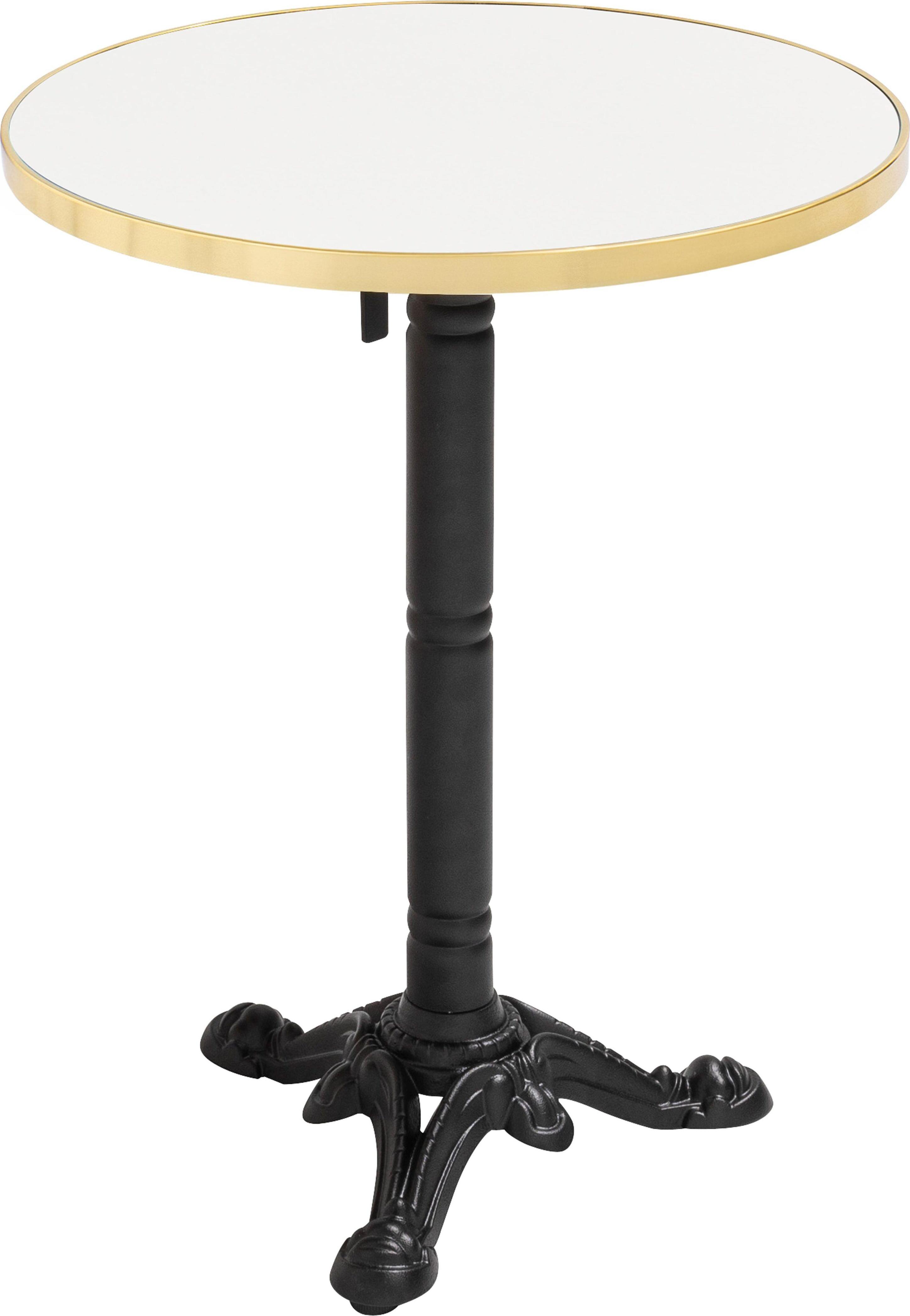 Tisch 60 cm neigbar Tischplatte weiß/gold und schwarzer Fuß - Oviala Montmartre
